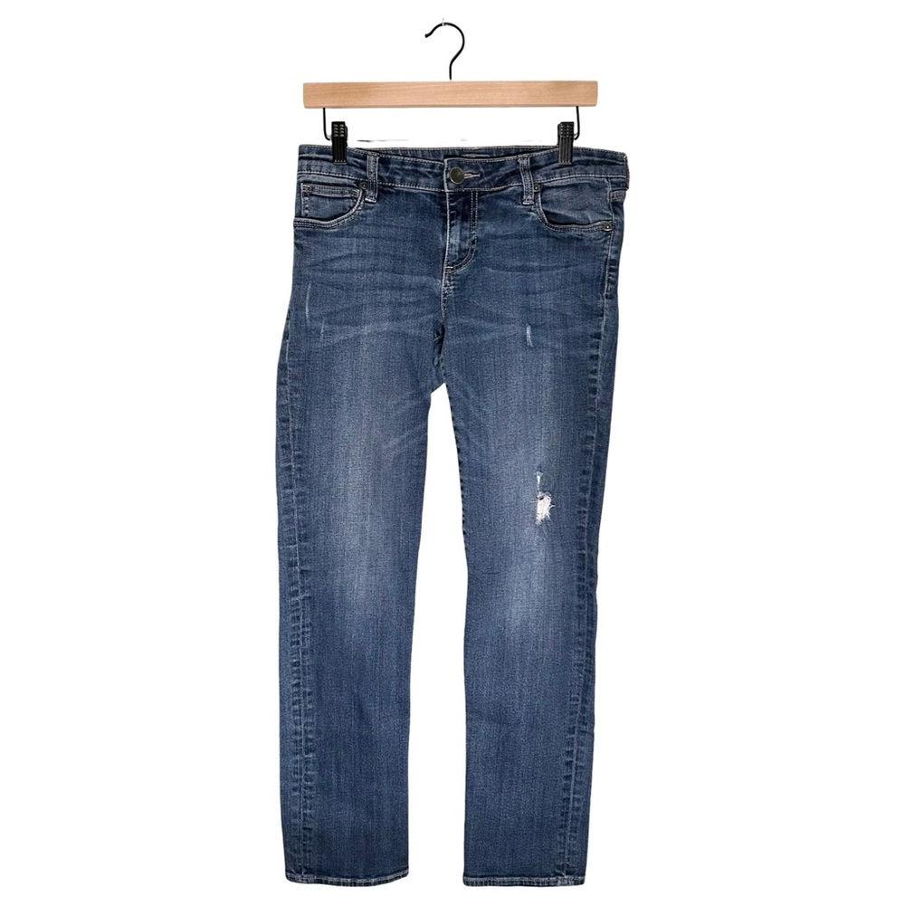 Kut from the Kloth Women’s Distressed Blue Straight Leg Denim Jeans Size 6